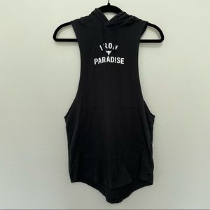 Under armour project rock iron paradise muscle hooded tee shirt sz.S mens black